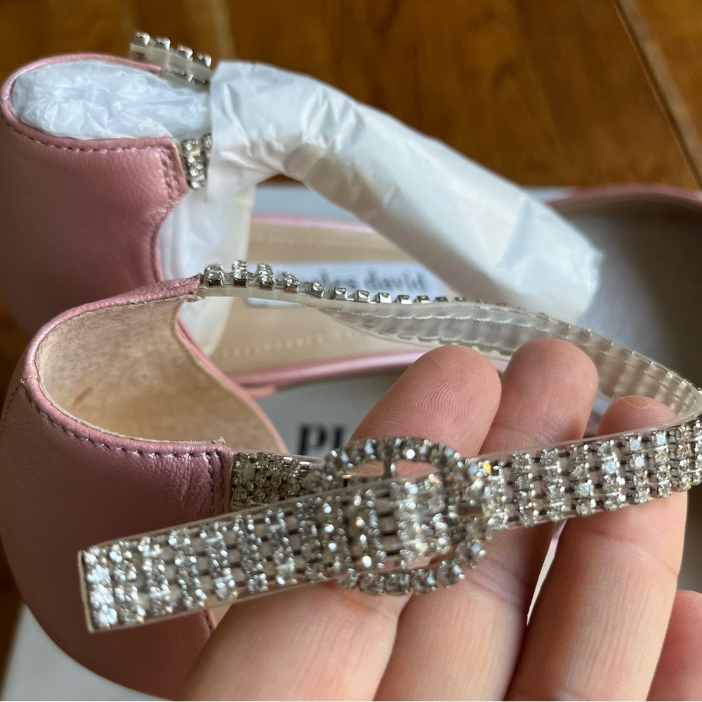 Charles David NEW Rhinestones Leather Pink Satin Ankle Strap Heels, Women’s Sz 9 - Picture 8 of 13